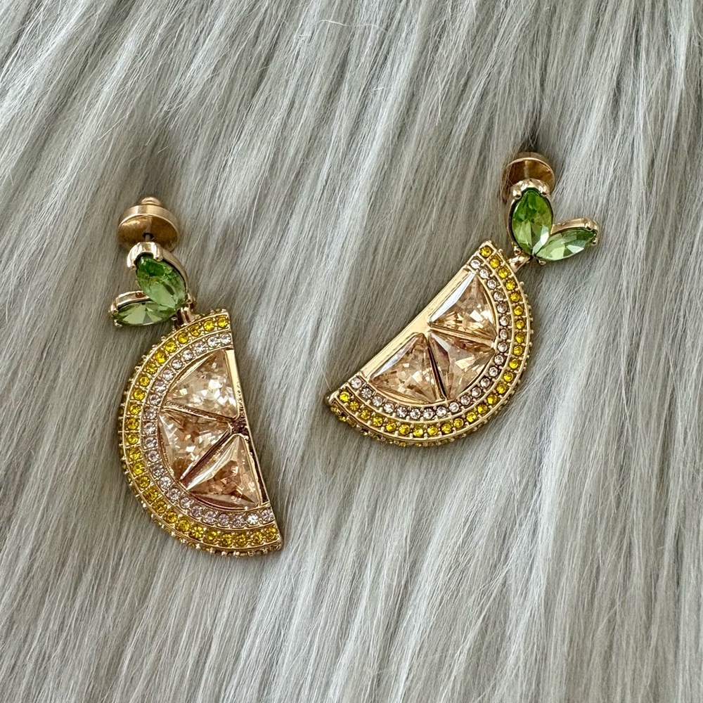 CZ Crystal Rhinestone Lemon Slice Earrings